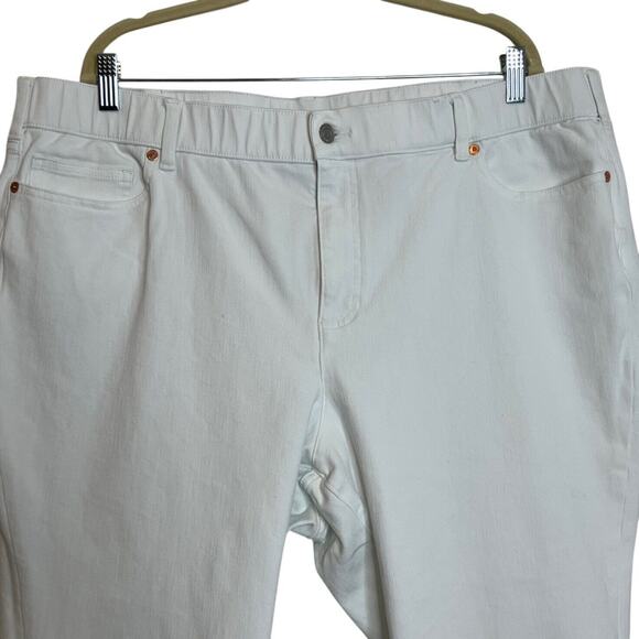 Lands End Womens Cropped White Jeans Size 24W Stretchy 5-Pocket - Picture 2 of 6